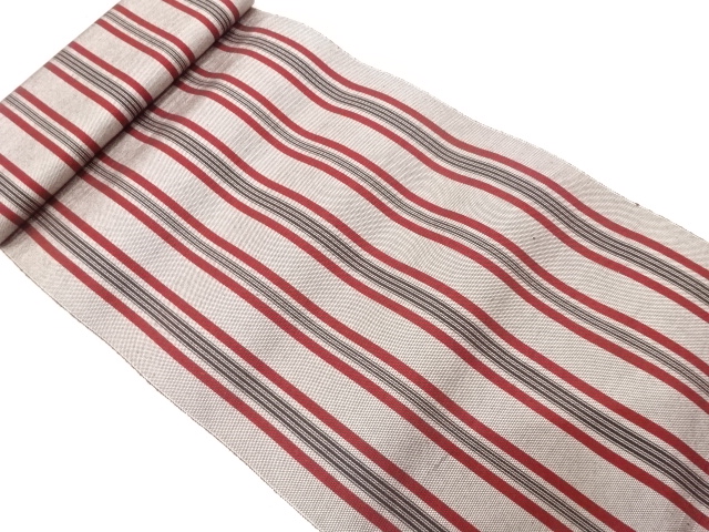 JAPANESE KIMONO / ANTIQUE BOLT FOR HASSUN OBI / WOVEN STRIPE